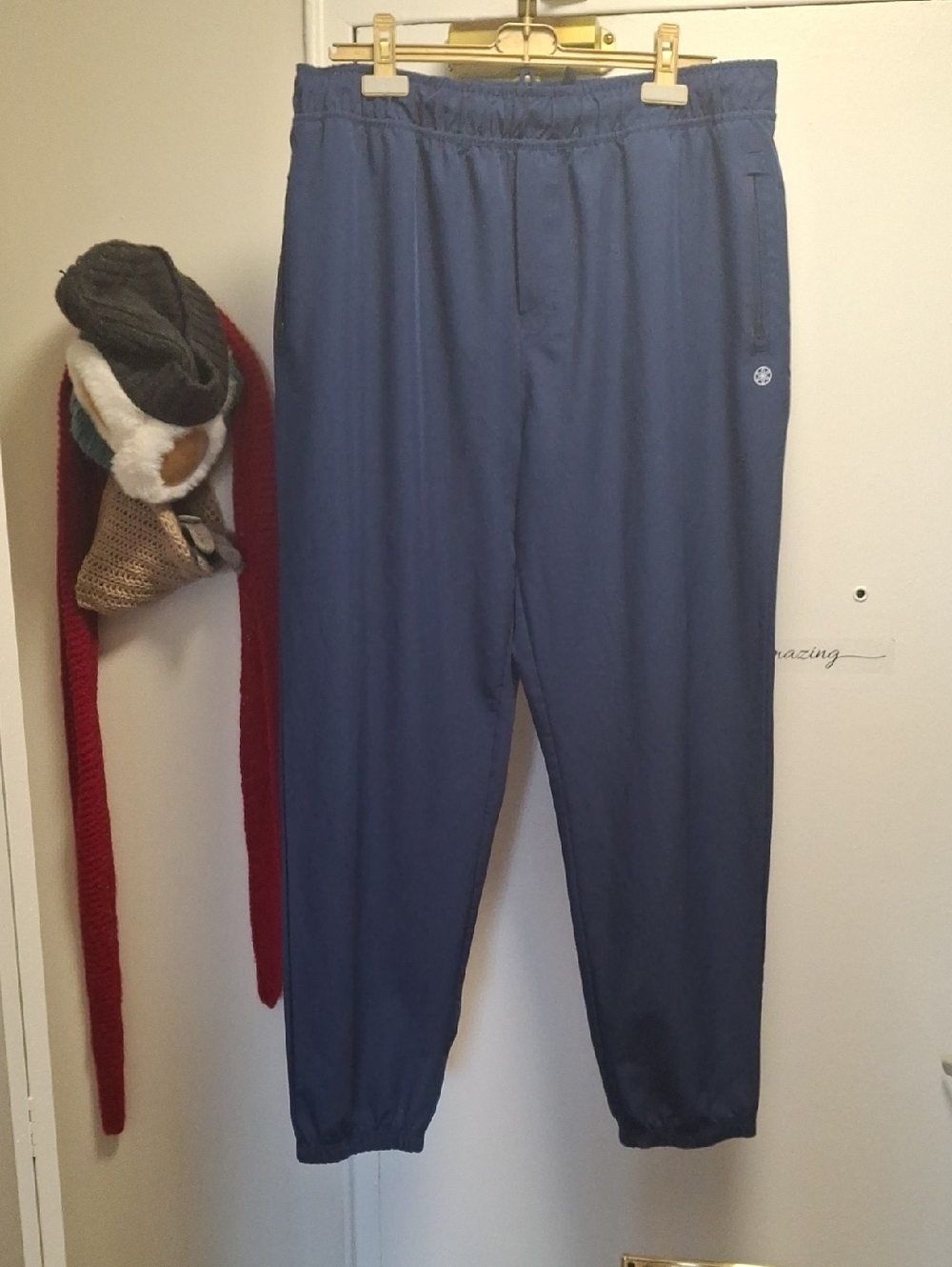 Gaiam Women Yoga Performance Joggers XL High Rise Navy Blue Zip Pocket